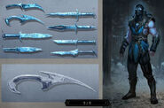 Concept art for Sub-Zero's Ice Daggers in Mortal Kombat X.