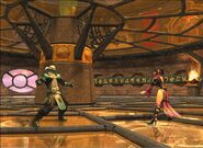 Mileena fighting Sub-Zero in the lower level of the Chamber of Artifacts