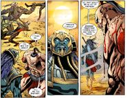 Torr in the background in the left panel bashing away Red Dragon agents.