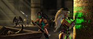 In Sindel's ending.