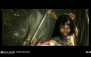 Mileena unmasked with her Sai.