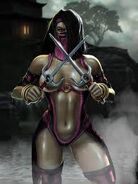 Mileena in her MK:D alternate costume holding her Sai.