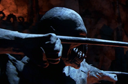 A statue of Baraka that is seen in the game's Story Mode intro.