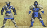 Outdoor Costume Concepts for the Lin Kuei Warriors in MK: Armageddon.