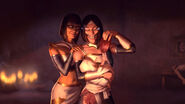 Mileena with her daughter and Tanya in her ending