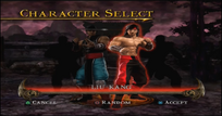 MK SM the character select screen without unlockables