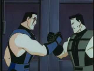 Sub-Zero and Smoke's friendship as seen in Mortal Kombat Defenders of the Realm.