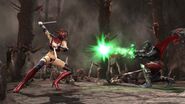Skarlet wielding Tantos against Ermac in MK9.