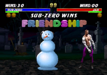 Sub-Zero transforms into a snowman in MK3.