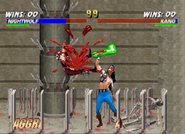 Nightwolf as he is seen attacking Kano with his Tomahawk.