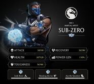 MK11 Sub-Zero character card info