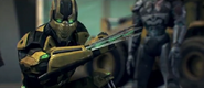 Cyrax after using his Hand Claws to decapitate Hydro.