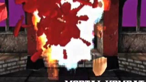 Quan Chi performing Liu Kang's Fatality "Fire Shot" in Mortal Kombat 4