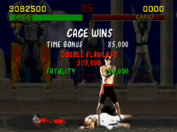 Johnny Cage can perform a glitched Friendship in Mortal Kombat 2 after  hitting his opponent with a stage Fatality