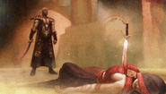 Delia stabbed in the chest by Daegon in Mortal Kombat X.