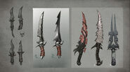 Concept art of weapons