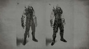 Concept art of two different attires for Quan Chi