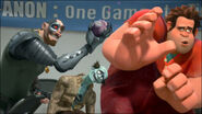 Demonstrating his Fatality in "Wreck-It Ralph" (fortunately, Cyril the Zombie didn't need his heart)