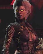 Sindel challenges Cassie Cage.