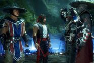 Liu Kang and Kung Lao face to face with their future counterparts.