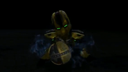 Baby Cyrax (robotic) playing with one of his bombs