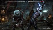 Sub-Zero using his Ice Daggers against Erron Black.