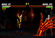 Scorpion performing his Netherrealm Anguish fatality