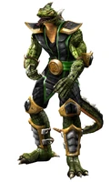 Reptile with his ancient Zaterran medal in Mortal Kombat: Deadly Alliance.