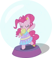 Pinkie with a gypsy tambourine inside a crystal ball