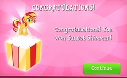 Sunset Shimmer won in EG