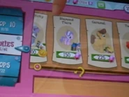 Diamond Tiara and Caramel in the shop in the game beta presented at My Little Pony Project 2012 New York.