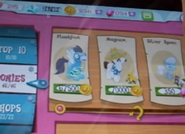 Fleetfoot, Magnum, and Silver Spoon in the shop in the game beta presented at My Little Pony Project 2012 New York.