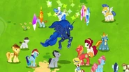 Princess Luna shard dance.jpg (143 KB) Princess Luna performing the shard dance with Rainbow Dash, Big Mac, Lucky Clover, Celestia's Royal Guard, Flim, Snips, Cherry Jubilee, Mrs. Cup Cake, Braeburn, Truffle, Sapphire Shores, Spitfire, Soarin And Featherweight