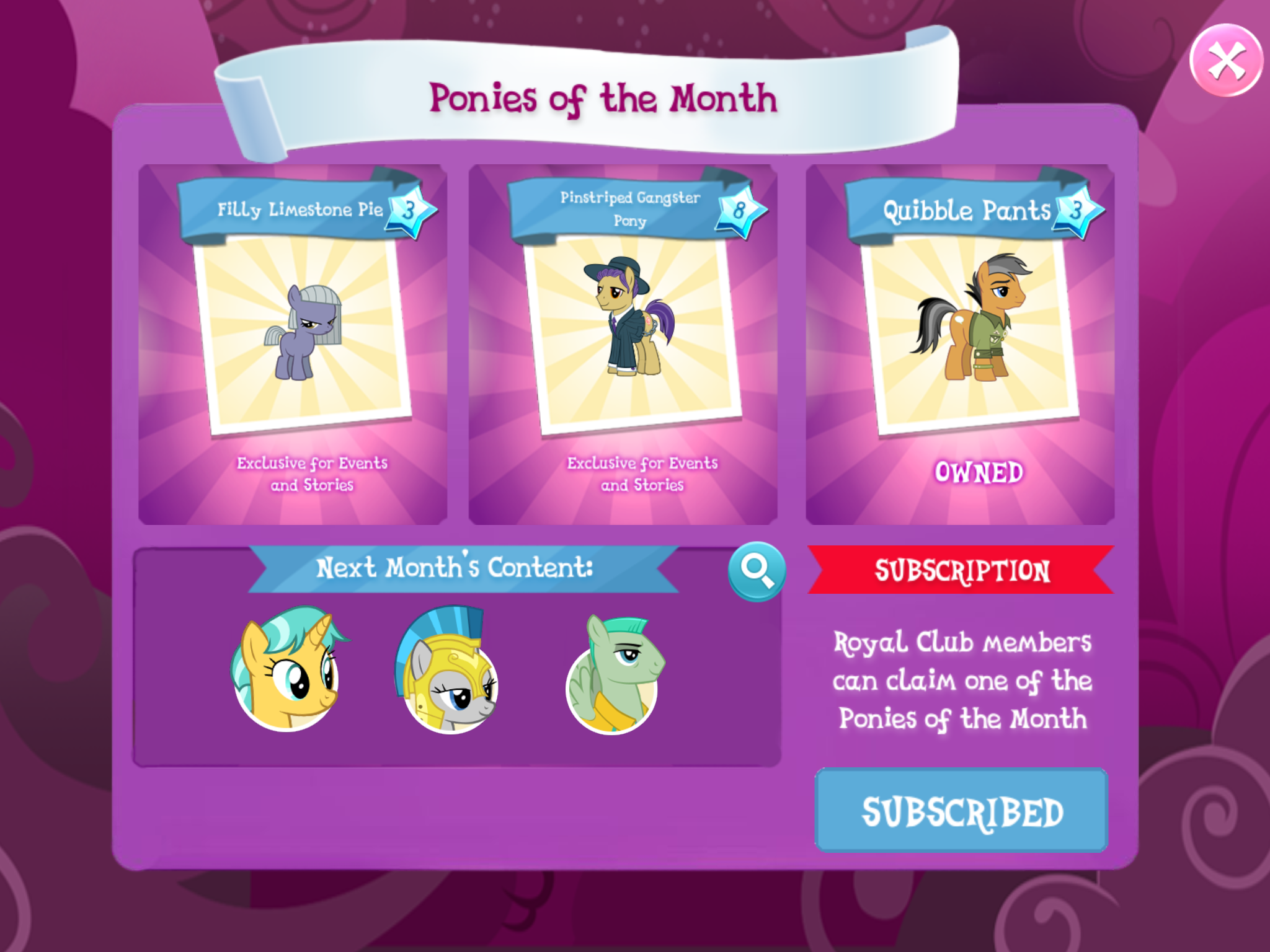 Royal Club (Subscriptions) | The My Little Pony Gameloft Wiki | Fandom