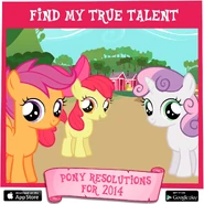 Sweetie Belle's, Apple Bloom's, and Scootaloo's pony resolution for 2014: "find my true talent".