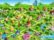 Promotional image showing a late-game Ponyville.