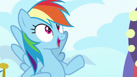 Rainbow Dash in awe of the hotel S8E5