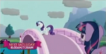Rarity working at the clouds