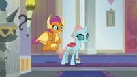 Smolder and Ocellus enter a new hallway S8E15