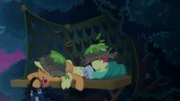 Applejack and Apple Bloom sleeping S9E10