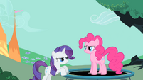 Pinkie Pie and Rarity staring at each other S1E26