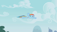 Rainbow Dash flying away S1E05