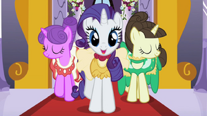 Rarity walking with Charm and Fine Line S2E09.png