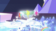 Twilight and Rainbow's cutie marks float over Wonderbolt Academy S6E24