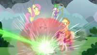 Chrysalis' magic hits near ponies and Spike S9E25