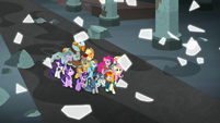 Mane Six and Pillars' magic barrier shatters S7E26