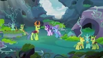 Thorax shows Starlight and Trixie to activities area S7E17
