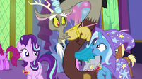 "Starlight, come on! The Ponyville Chronicle wants to take our picture!"