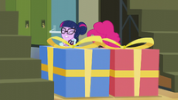 Twilight and Pinkie pushing giant boxes EG3
