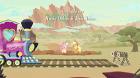 AJ and Fluttershy left at the station S8E23